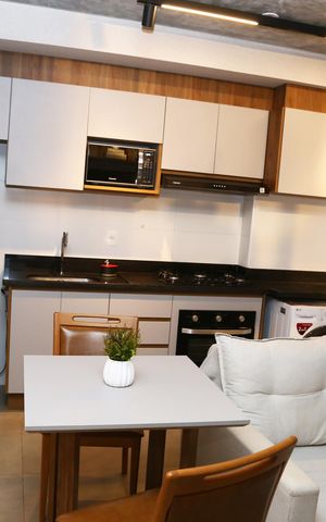 Studio à venda com 46m², 1 quarto e 1 vagaSala/Cozinha