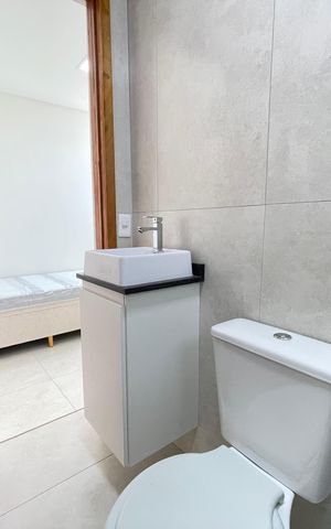 Studio para alugar com 15m², 1 quarto e sem vaga Studio para alugar com 15m², 1 quarto e sem vagaBanheiro