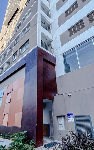 Apartamento para alugar com 34m², 1 quarto e 1 vagaFachada com Plaquinha