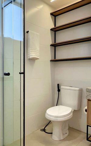 Studio para alugar com 29m², 1 quarto e sem vaga Studio para alugar com 29m², 1 quarto e sem vagaBanheiro