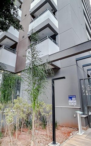 Studio para alugar com 27m², 1 quarto e sem vagaFachada com Plaquinha
