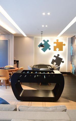 Studio à venda com 46m², 1 quarto e 1 vagaSalão de jogos