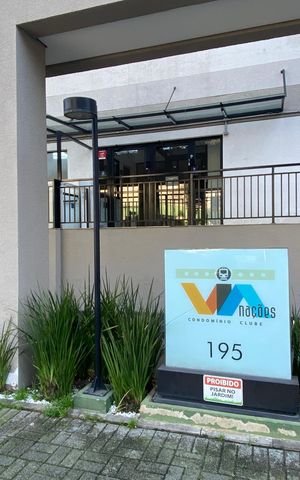Apartamento para alugar com 36m², 1 quarto e 1 vagaFachada do Prédio - Placa