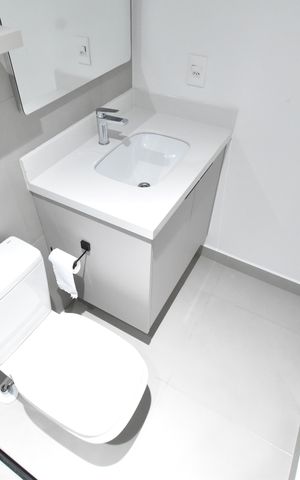 Studio para alugar com 32m², 1 quarto e sem vagaBanheiro do Studio