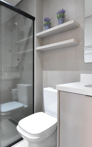 Studio para alugar com 32m², 1 quarto e sem vagaBanheiro do Studio