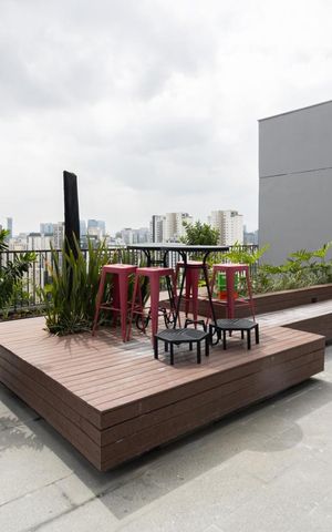 Studio para alugar com 34m², 1 quarto e sem vaga Studio para alugar com 34m², 1 quarto e sem vagaÁrea comum - Rooftop