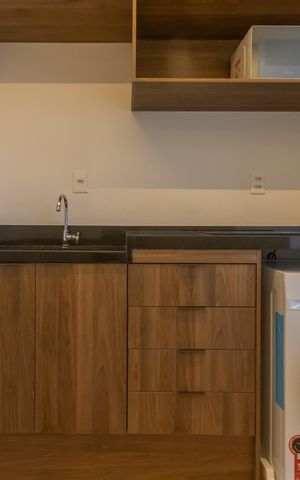 Studio para alugar com 34m², 1 quarto e sem vaga Studio para alugar com 34m², 1 quarto e sem vagaCozinha e Área de Serviço