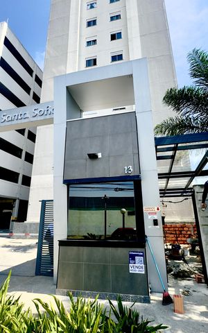 Apartamento à venda com 43m², 2 quartos e 1 vagaPlaca instalada na fachada do imóvel 