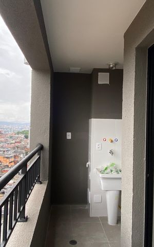 Studio para alugar com 39m², 2 quartos e 1 vaga Studio para alugar com 39m², 2 quartos e 1 vagaVaranda - Área de Serviço