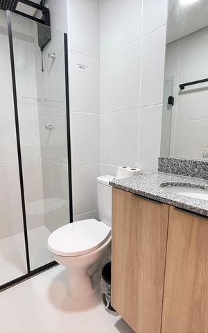 Studio para alugar com 25m², 1 quarto e sem vaga Studio para alugar com 25m², 1 quarto e sem vagaBanheiro