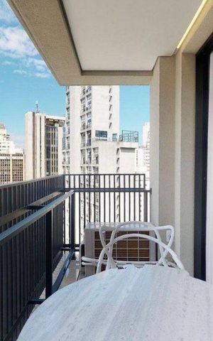 Studio para alugar com 32m², 1 quarto e sem vaga Studio para alugar com 32m², 1 quarto e sem vagaVaranda