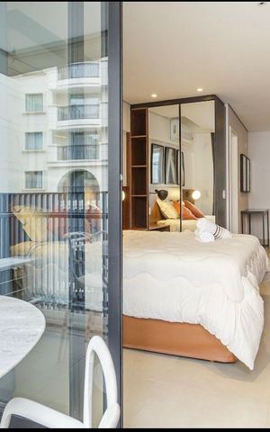 Studio para alugar com 32m², 1 quarto e sem vaga Studio para alugar com 32m², 1 quarto e sem vagaVaranda