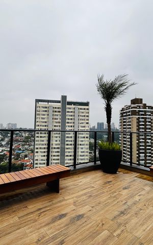 Studio à venda com 26m², 1 quarto e 1 vaga Studio à venda com 26m², 1 quarto e 1 vagaSacada da sala de jogos