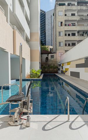 Studio para alugar com 27m², 1 quarto e sem vaga Studio para alugar com 27m², 1 quarto e sem vagaÁrea comum - Piscina