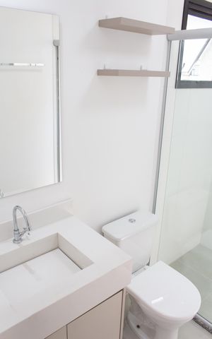 Studio para alugar com 28m², 1 quarto e sem vaga Studio para alugar com 28m², 1 quarto e sem vagaBanheiro