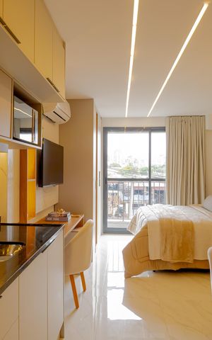 Studio para alugar com 25m², 1 quarto e sem vagaCozinha - quarto