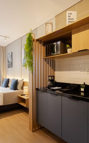 Studio para alugar com 36m², 1 quarto e sem vagaCozinha - Quarto