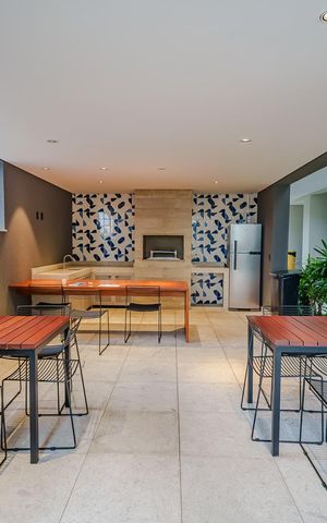 Studio para alugar com 45m², 1 quarto e 1 vaga Studio para alugar com 45m², 1 quarto e 1 vagaÁrea comum - Churrasqueira