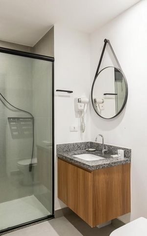 Studio para alugar com 27m², 1 quarto e sem vaga Studio para alugar com 27m², 1 quarto e sem vagaBanheiro