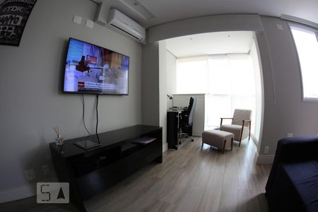 Vista sala TV/varanda integrada de apartamento para alugar com 1 quarto, 42m² em Paraíso, São Paulo