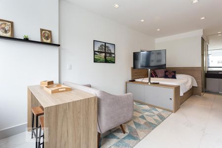 Quarto - Sala de kitnet/studio para alugar com 1 quarto, 28m² em Vila Olímpia, São Paulo