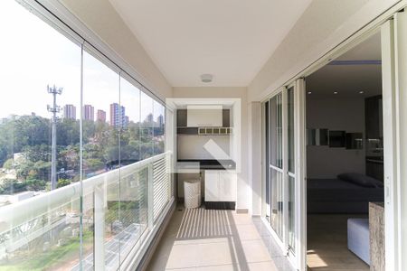 Varanda da Sala de apartamento para alugar com 1 quarto, 39m² em Vila Andrade, São Paulo