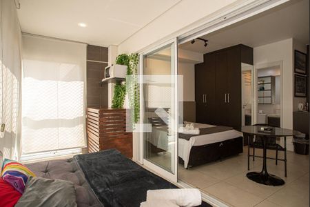 Varanda da Sala/Quarto de kitnet/studio para alugar com 1 quarto, 35m² em Consolação, São Paulo