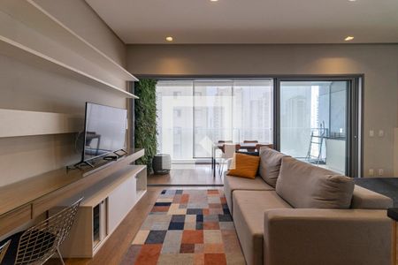 Sala  de apartamento para alugar com 1 quarto, 45m² em Indianópolis, São Paulo