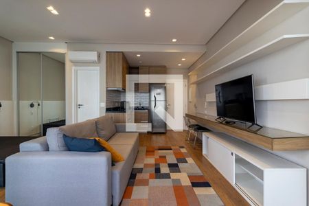 Sala  de apartamento para alugar com 1 quarto, 45m² em Indianópolis, São Paulo