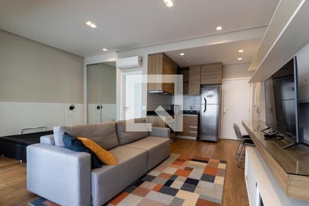 Sala  de apartamento para alugar com 1 quarto, 45m² em Indianópolis, São Paulo