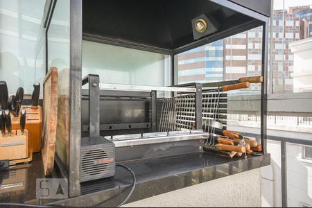 Apartamento para alugar com 125m², 1 quarto e 2 vagasÁrea gourmet da cobertura