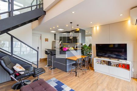 Sala/Cozinha de apartamento para alugar com 1 quarto, 67m² em Campo Belo, São Paulo