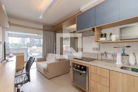 Sala/Cozinha de apartamento à venda com 1 quarto, 42m² em Cidade Monções, São Paulo