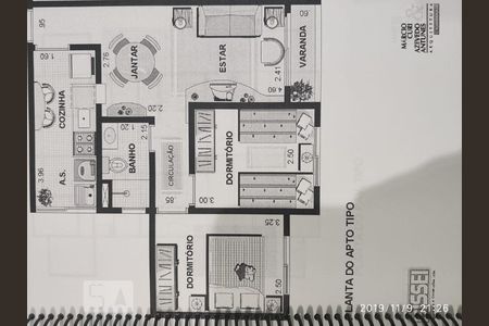 Apartamento à venda com 55m², 2 quartos e 1 vagaPlanta