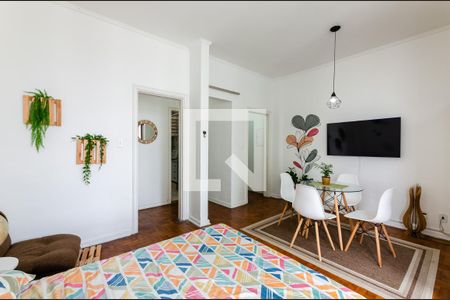 Sala e quarto de apartamento para alugar com 1 quarto, 42m² em Boqueirão, Santos