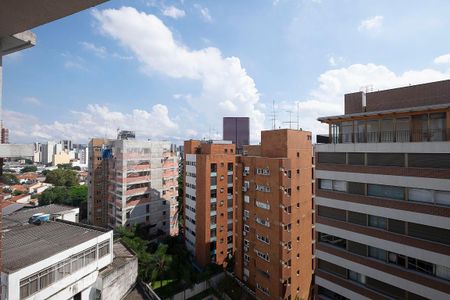 Sala/Cozinha - Varanda Vista de kitnet/studio para alugar com 1 quarto, 36m² em Pinheiros, São Paulo