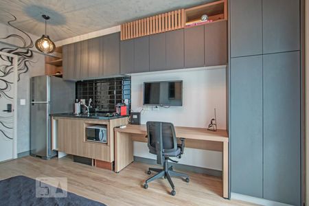 Sala e Cozinha de kitnet/studio à venda com 1 quarto, 22m² em Jardim das Acácias, São Paulo