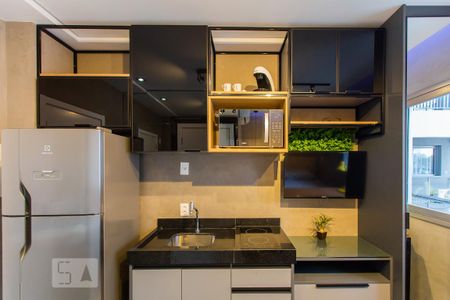Studio - Cozinha de kitnet/studio para alugar com 1 quarto, 17m² em Liberdade, São Paulo