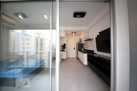 Varanda - Sala de apartamento para alugar com 1 quarto, 36m² em Brooklin, São Paulo
