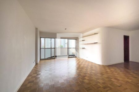 Sala, panorâmica de apartamento para alugar com 4 quartos, 143m² em Indianópolis, São Paulo