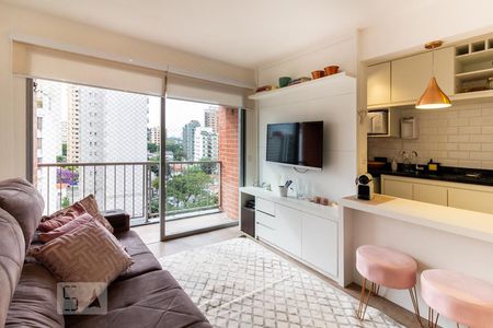 Sala de apartamento para alugar com 1 quarto, 40m² em Indianópolis, São Paulo