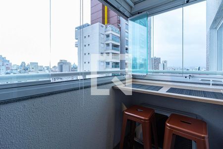 Varanda da Sala de apartamento à venda com 1 quarto, 28m² em Bela Vista, São Paulo