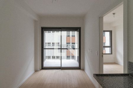 sala e cozinha de apartamento para alugar com 1 quarto, 27m² em Vila Nova Conceição, São Paulo