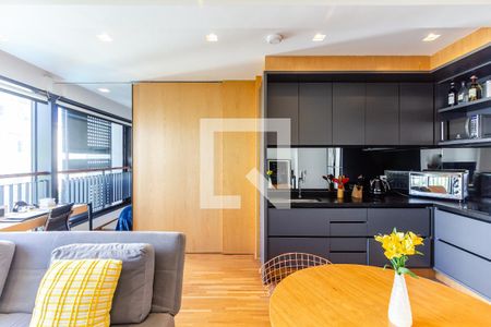 Sala/Cozinha de kitnet/studio para alugar com 1 quarto, 48m² em Indianópolis, São Paulo