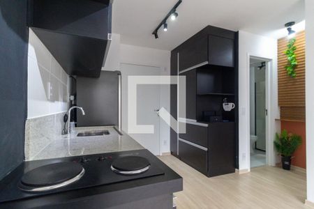 Sala e cozinha de apartamento para alugar com 1 quarto, 32m² em Vila Mariana, São Paulo