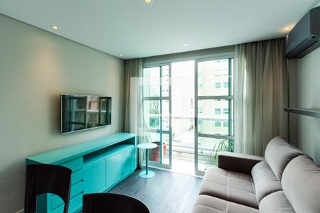 Sala/Cozinha de apartamento para alugar com 1 quarto, 50m² em Indianópolis, São Paulo