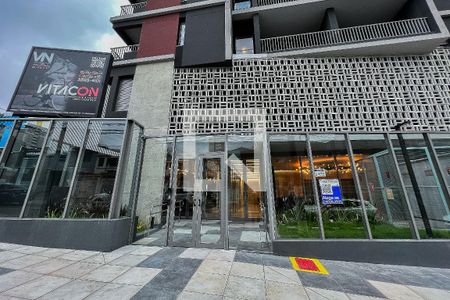 Studio para alugar com 28m², 1 quarto e 1 vagaFachada/ Placa 