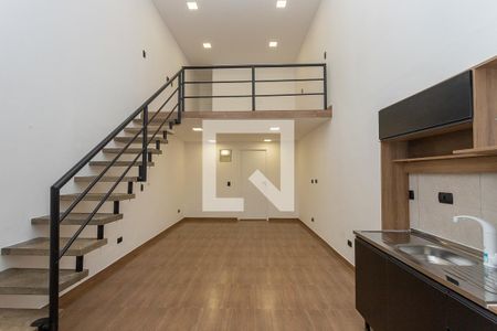 Sala integrada com a cozinha de apartamento para alugar com 1 quarto, 49m² em Centro, Diadema