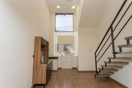 Sala integrada com a cozinha de apartamento para alugar com 1 quarto, 49m² em Centro, Diadema