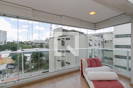Varanda da Sala de apartamento para alugar com 1 quarto, 49m² em Campo Belo, São Paulo
